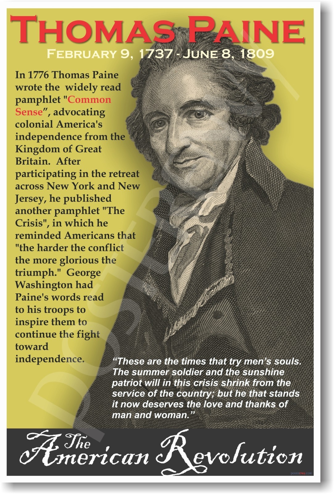 Thomas Paine American Social Studies US History POSTER