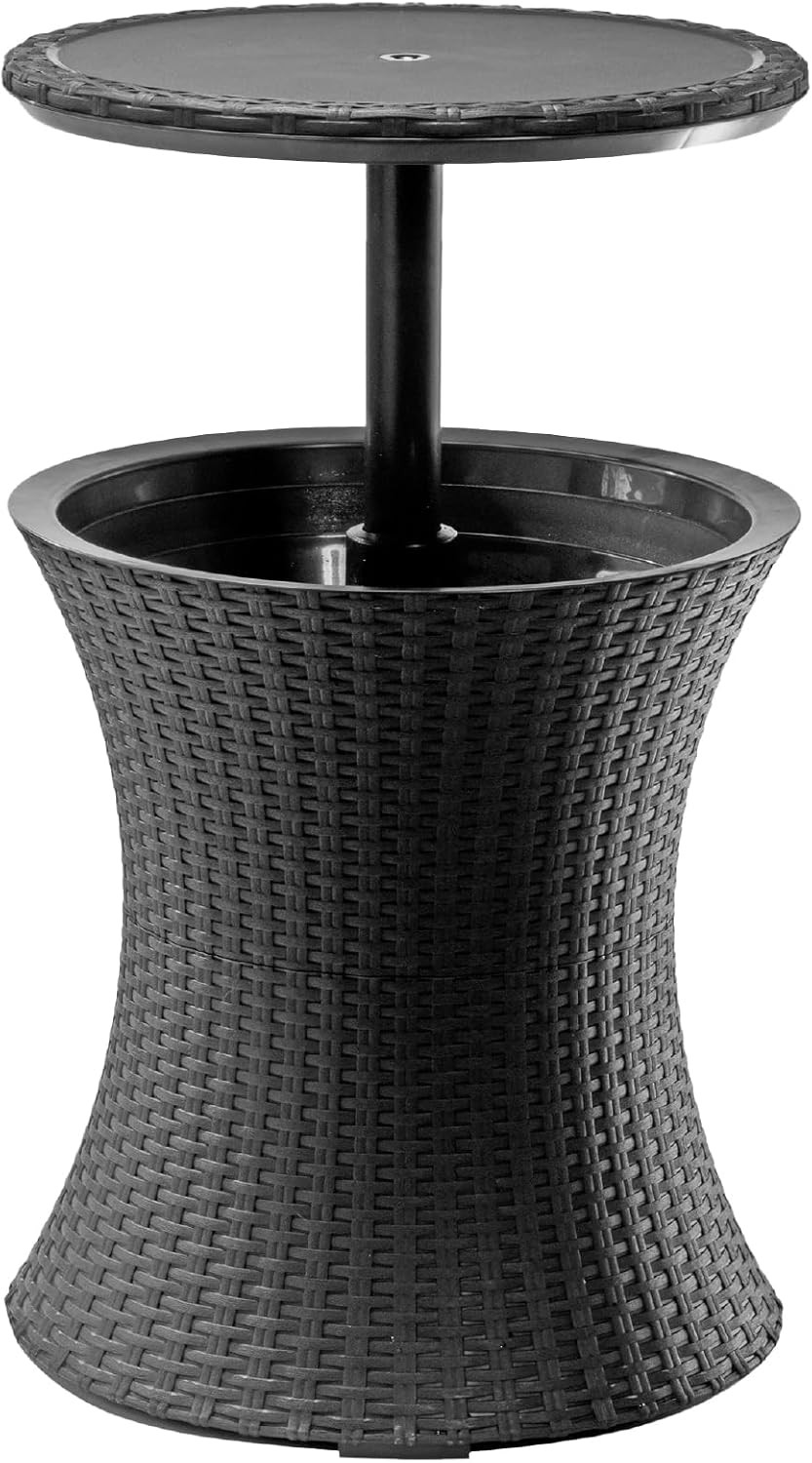 Keter Pacific Cool Bar Outdoor Patio Furniture and Hot Tub Side Table with 7.5 G