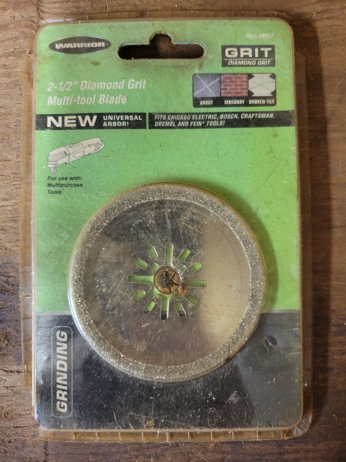 Warrior 2-1/2 Inch Diamond Grit Multi-tool Blade Universal Arbor Part 68957