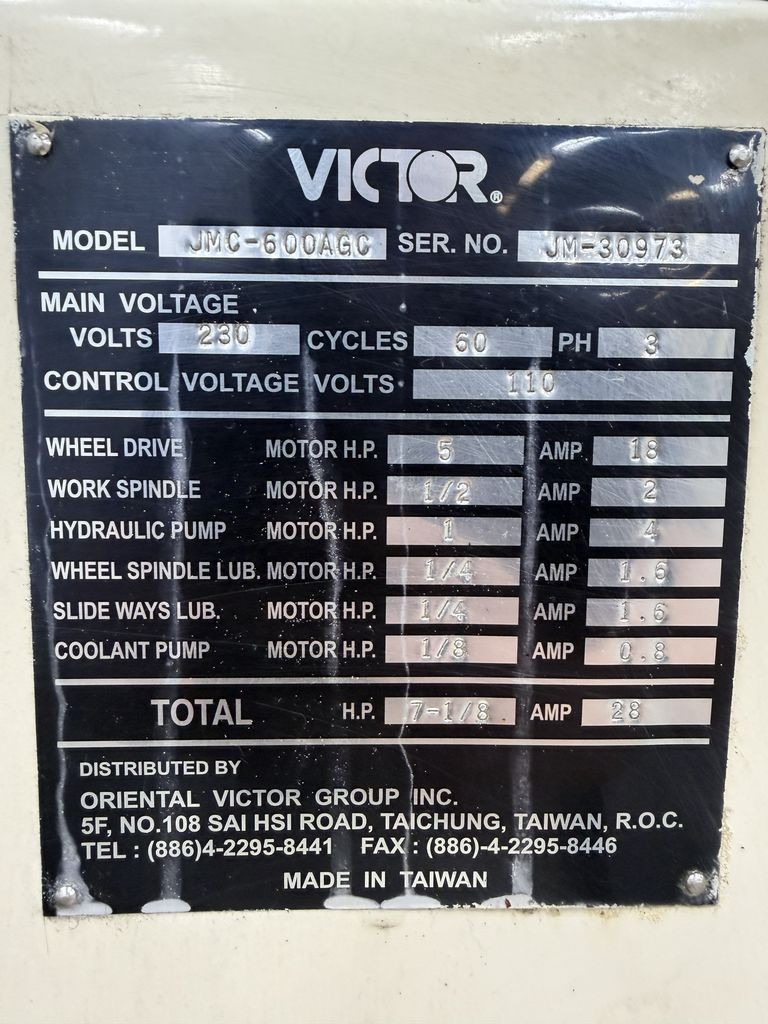 Victor JMC-600AGC Universal Automatic Cylindrical Centerless Precision Grinder