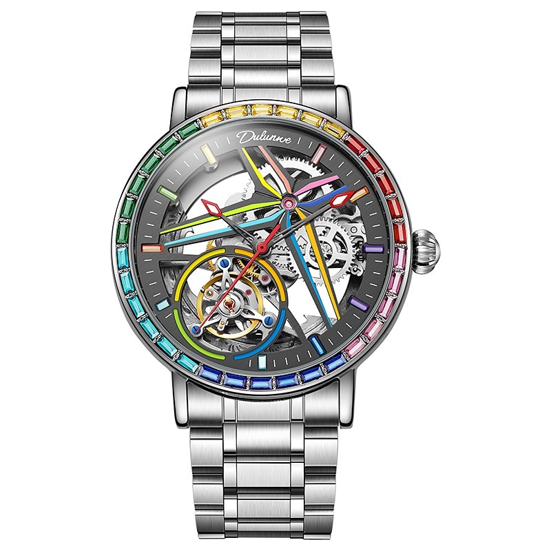 Men's Luminous Waterproof Watch Automatic Mechanical Skeleton Flywheel Watch