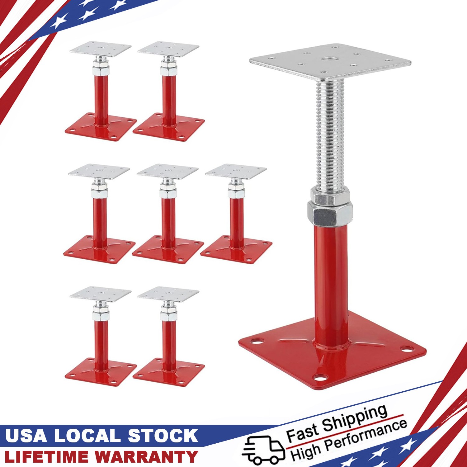 5-8" House Floor Jacks Adjustable Screw Jacks Post Foundation Jacks for Leveling