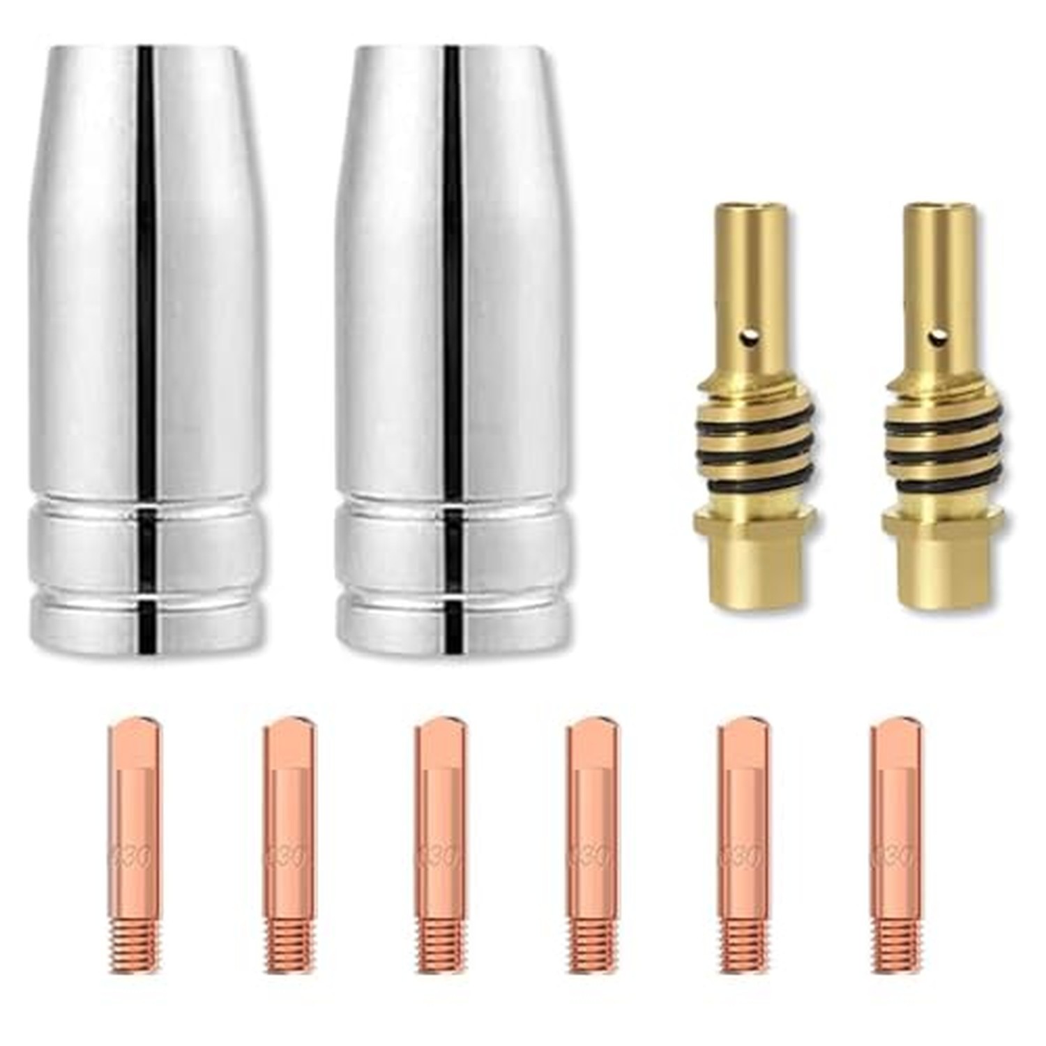 MIG Welding Gun Kit Accessory,6pcs Welding Tips 0.030" + 2pcs Gas Nozzles + 2...