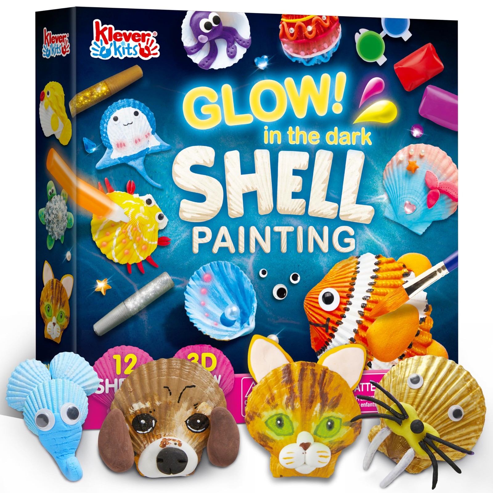 12 Glow in The Dark Sea Shell Painting Kit-Arts & Crafts for Boys and Girls A...