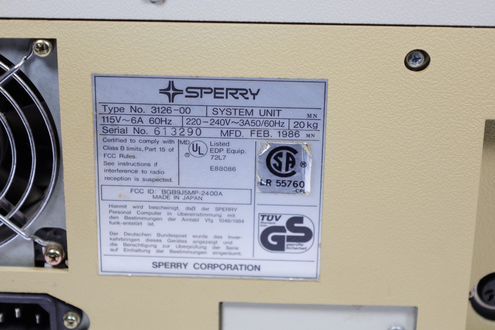 Vintage Rare Sperry Mitsubishi System Unit PC AT Clone Desktop Computer 3126-00