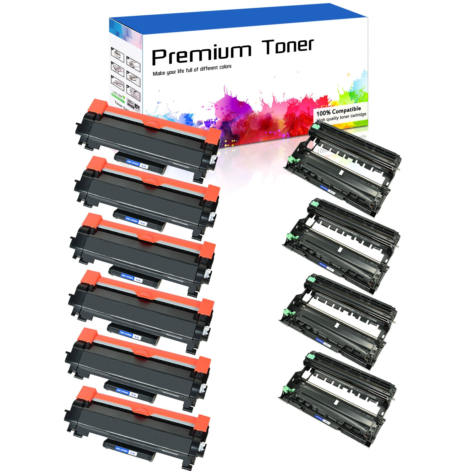 6PK TN760 Toner & 4PK DR730 Drum for Brother HL-L2350DW MFC-L2710DW DCP-L2550DW