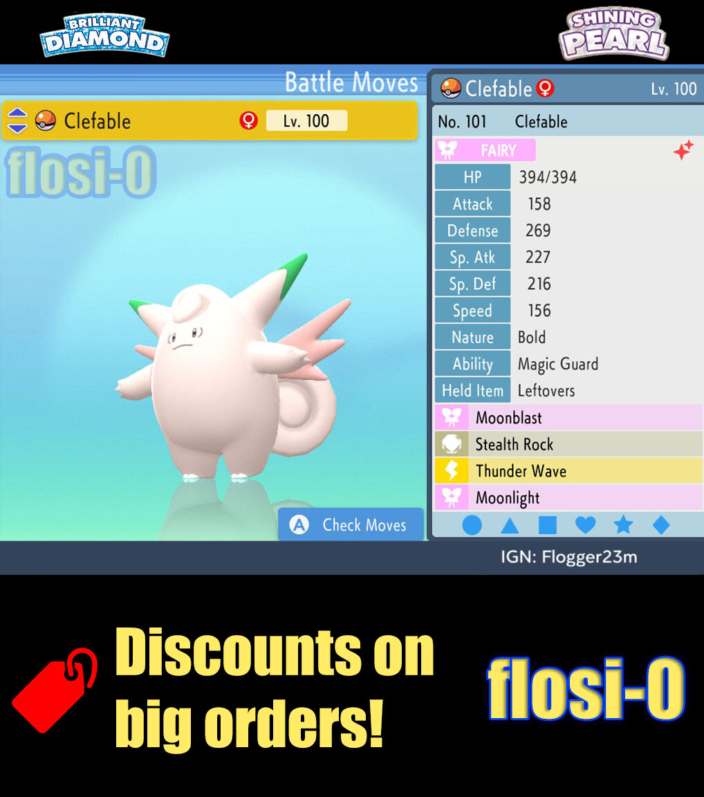 6IV Shiny Clefable Pokemon Brilliant Diamond and Shining Pearl