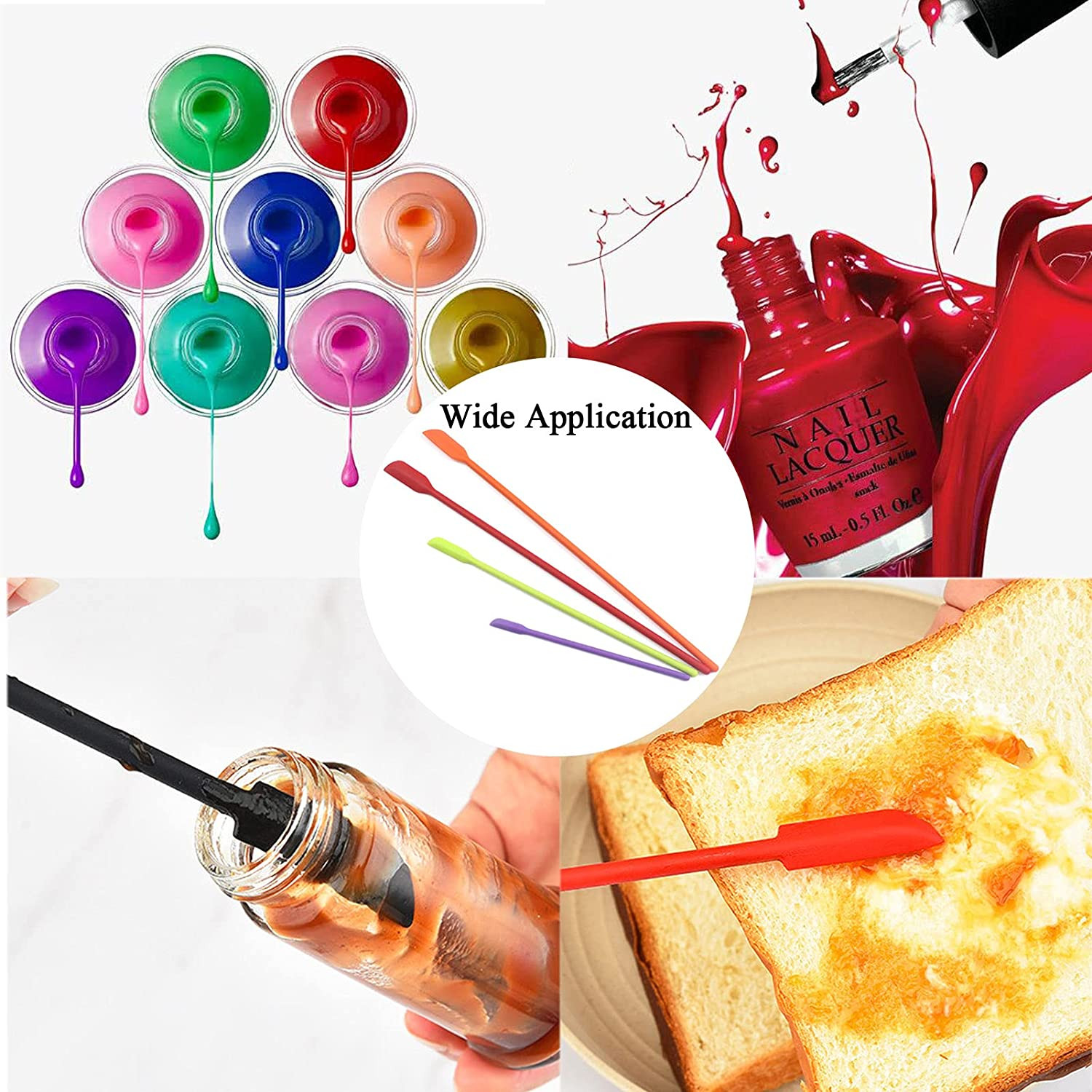Silicone Spatula Set 4pcs Mini Flexible Scraper Tools for Jar Kitchen Makeup