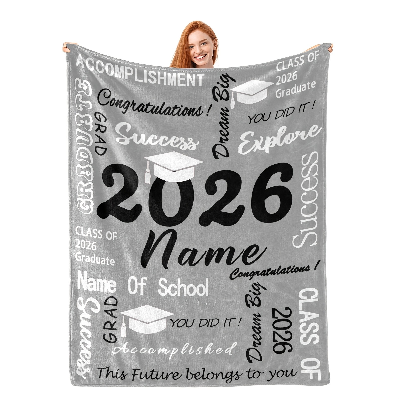 Custom Graduation Blanket Personalized Name Text Class 2026 Graduation Gift♪