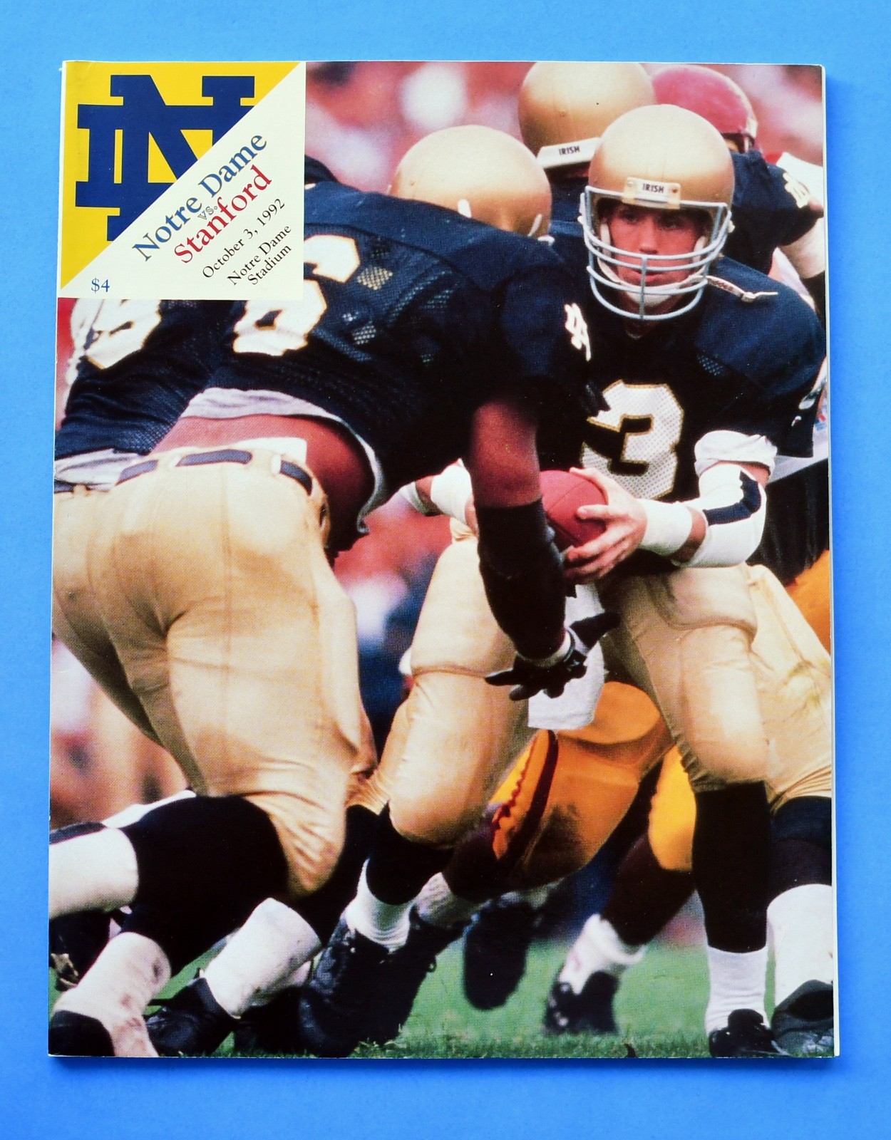 1992 Notre Dame Football Program. Stanford Cardinal. Rick Mirer, Jerome Bettis.