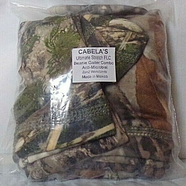 CABELAS ORIGINAL ULTIMATE STRETCH FLEECE BEANIE/GAITER COMBO ZONZ WOODLANDS