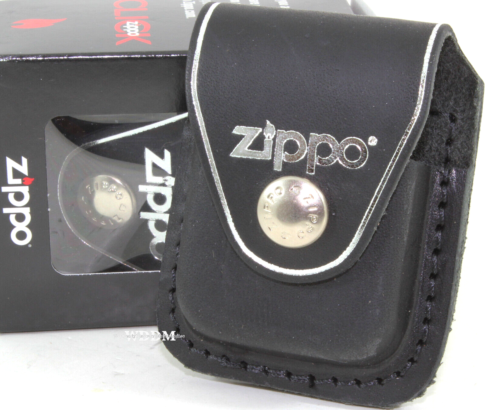 Zippo Black Genuine Leather Lighter Pouch/Case/Holder Belt Clip Sheath