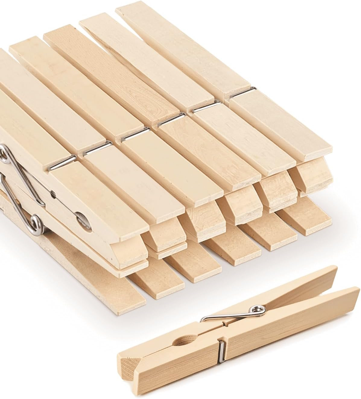 Large Clothes Pins Wooden Clothespins, 4 Inch 12 Pack Heavy Duty Outdoor Pegs, C