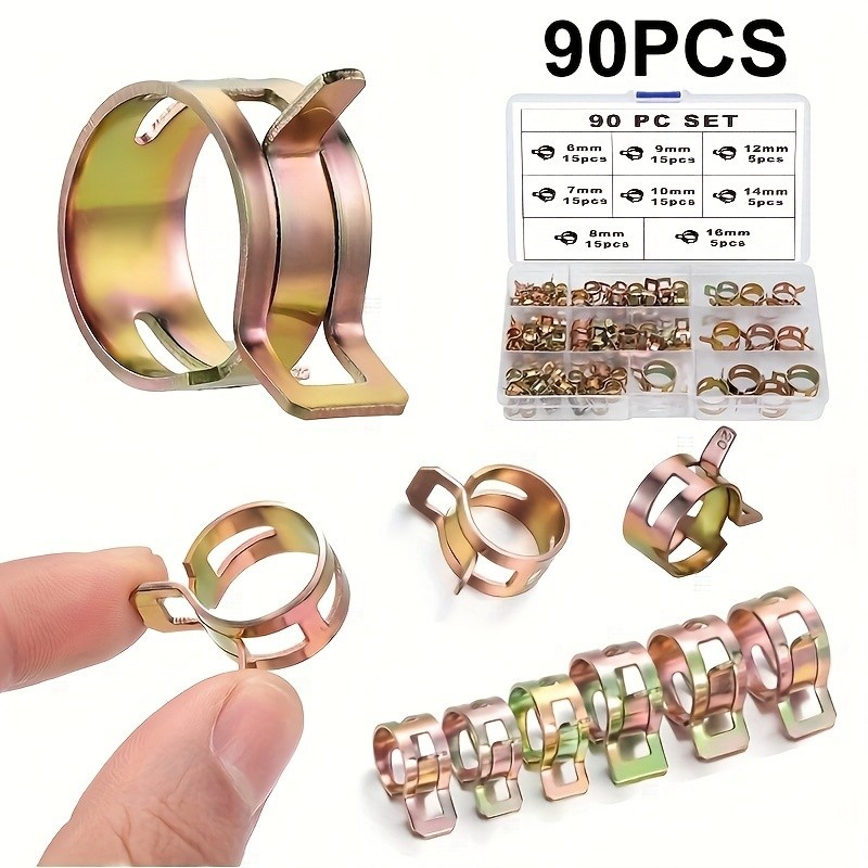 90PCS Spring Hose Clamps Set - Multi-Size for Hose Securing"