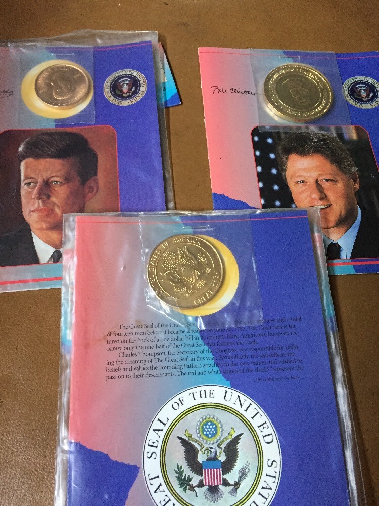 BIN 3 Bronze Medallions J F K Bill Clinton Seal Of USA - America Charleston Mint