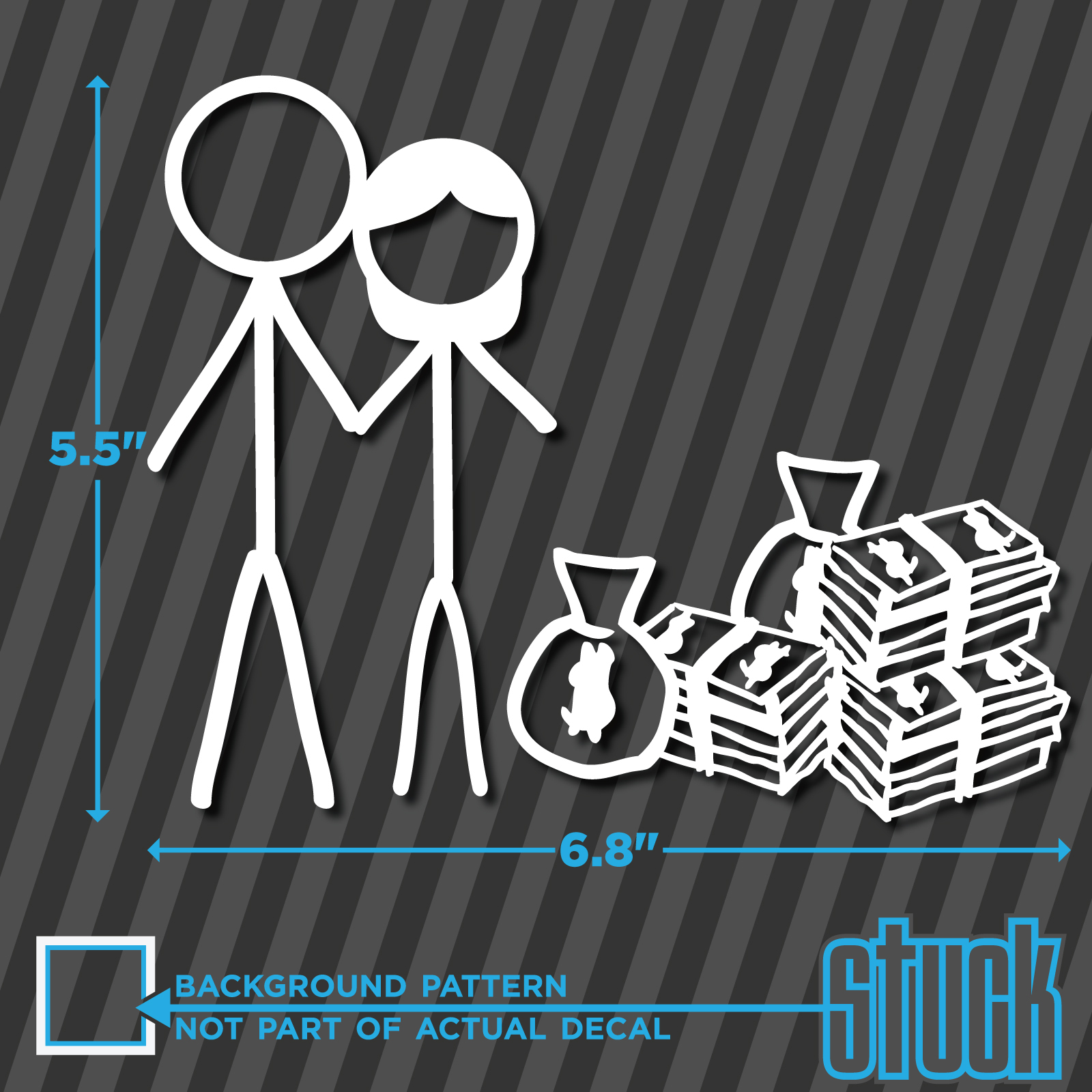 Stick Figure Couple With Money - 6.8"x5.5" - vinyl decal sticker family funny