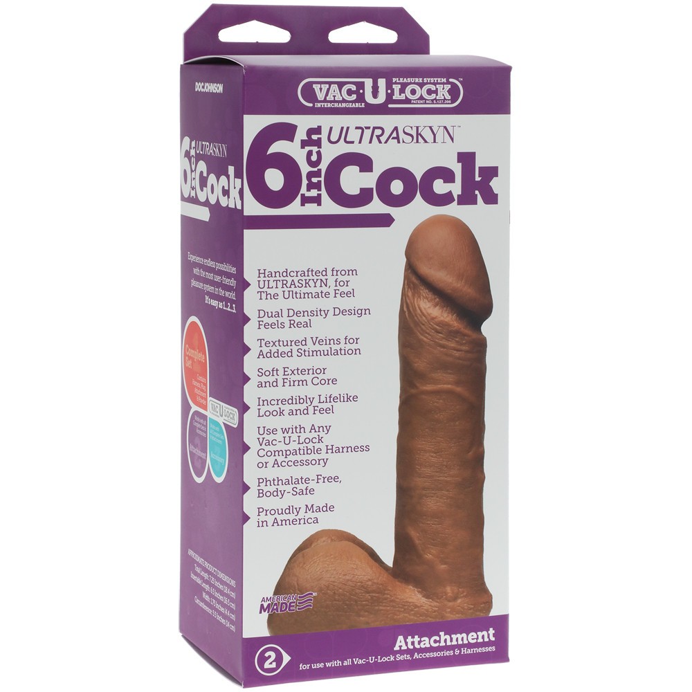 Dildos Vac-U-Lock 6" Ultraskyn Cock Beige - Realistic Dong Dildo w Balls