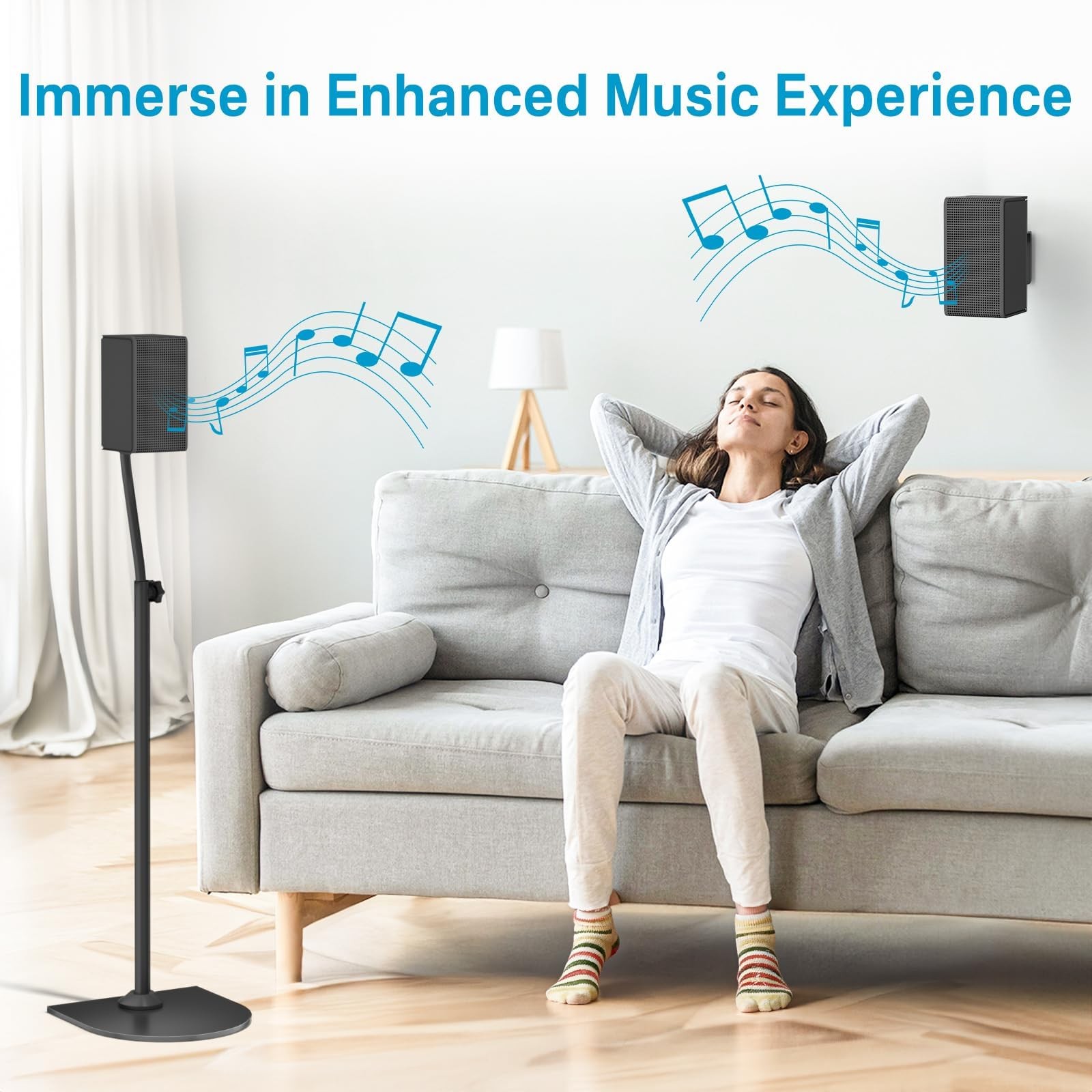 Speaker Stands for Vizio Pair with Wall Mount - Black
