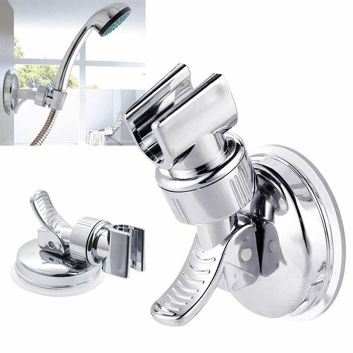 Adjustable Shower Head Holder Suction Cup Handheld Wall Mount Bathroom Bracket