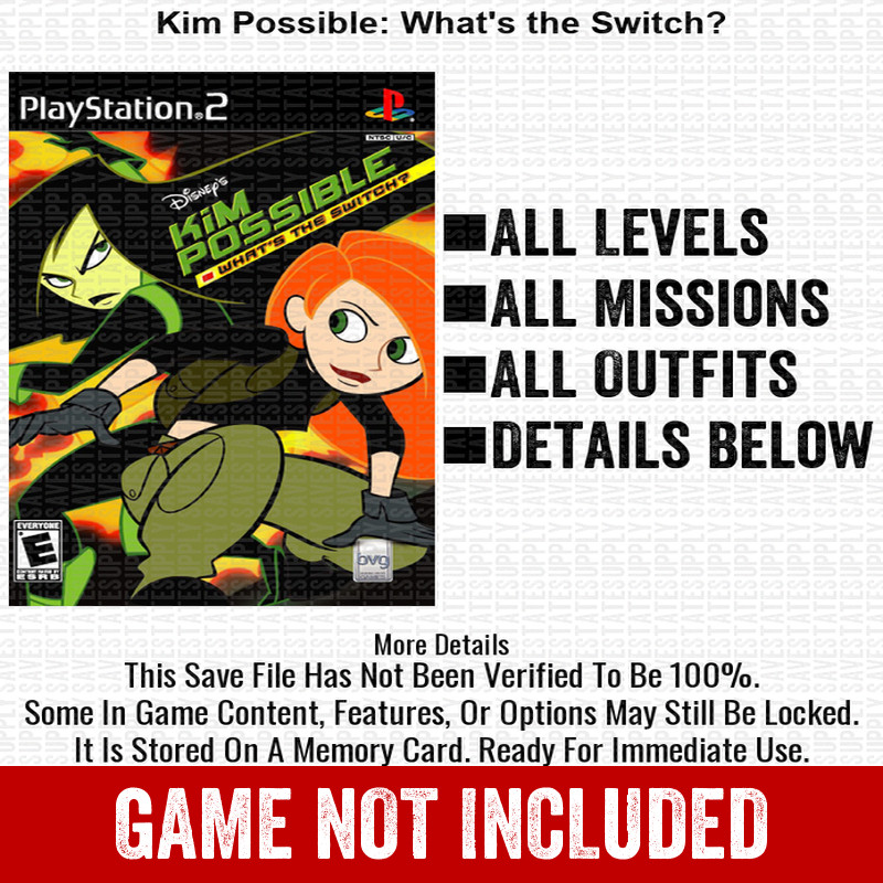 Kim Possible What s the Switch 100% PS2 Memory Card All CHEATS ITEMS