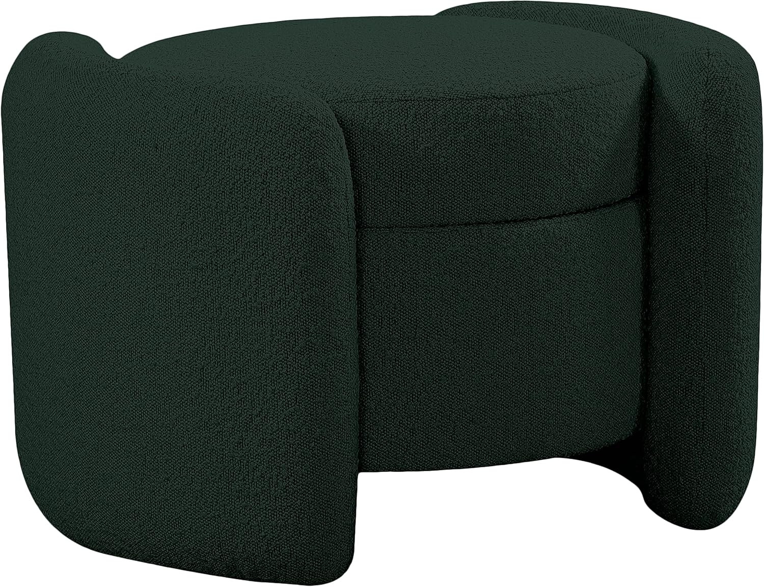 Modern Green Boucle Ottoman - 29" W x 22" D x 19" H, Stylish & Contemporary