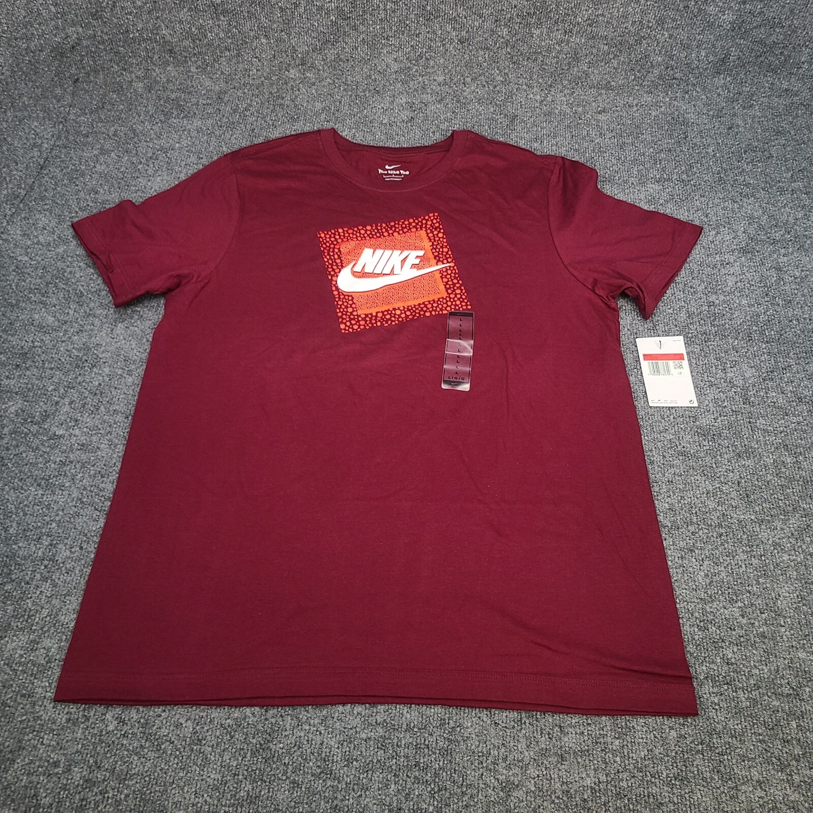 Nike Shirt Mens Large Red Burgundy White Futura Sportswear Cotton New Tee 67