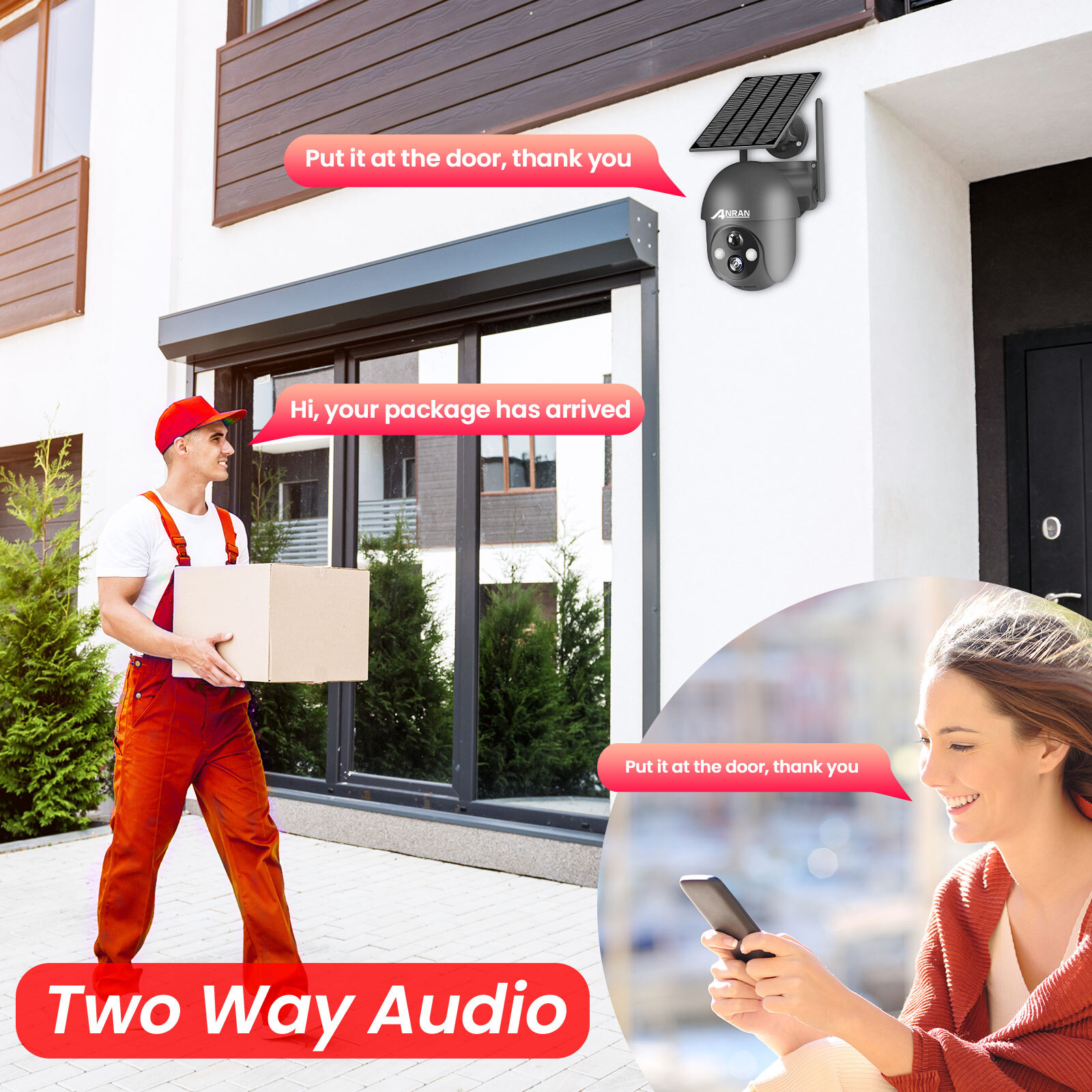 ANRAN 3MP Solar CCTV Camera Ourdoor Wireless Security Camera System WiFi Audio