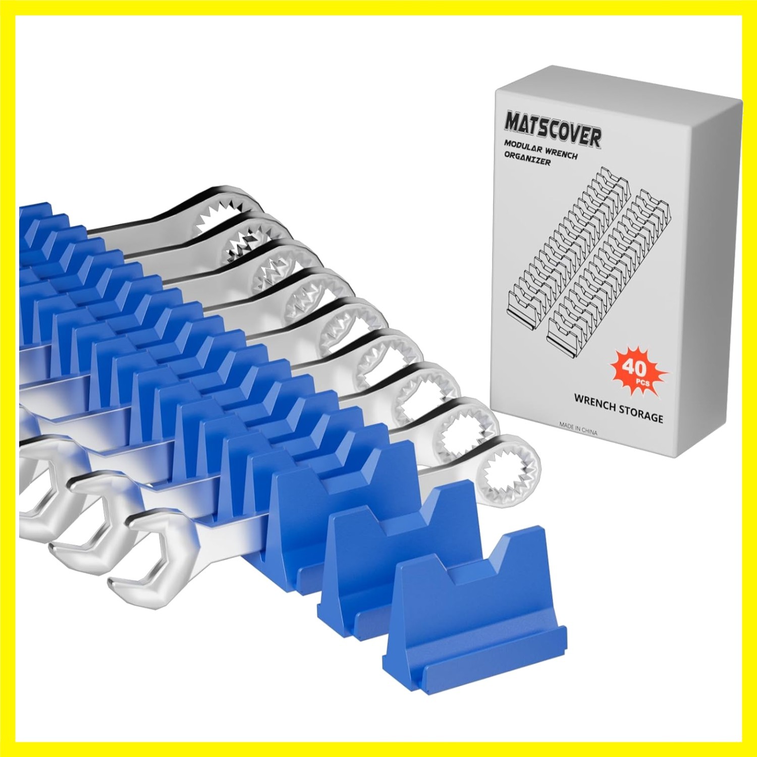 Professional 40PCS Wrench Holder with Metric & SAE Labels for Efficient Storage