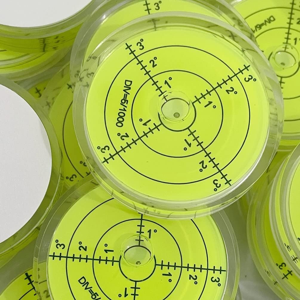 Circular 50x10mm Bubble Level with Double-Sided Adhesive for Precision Leveling