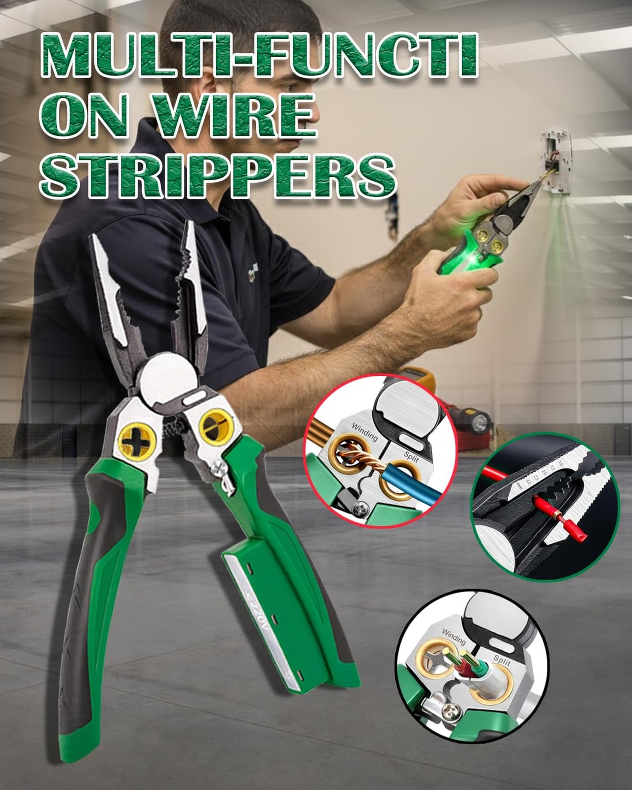 Chicat 8-in-1 Wire Stripper with Voltage Tester,Multi-function Elec... Fast Ship