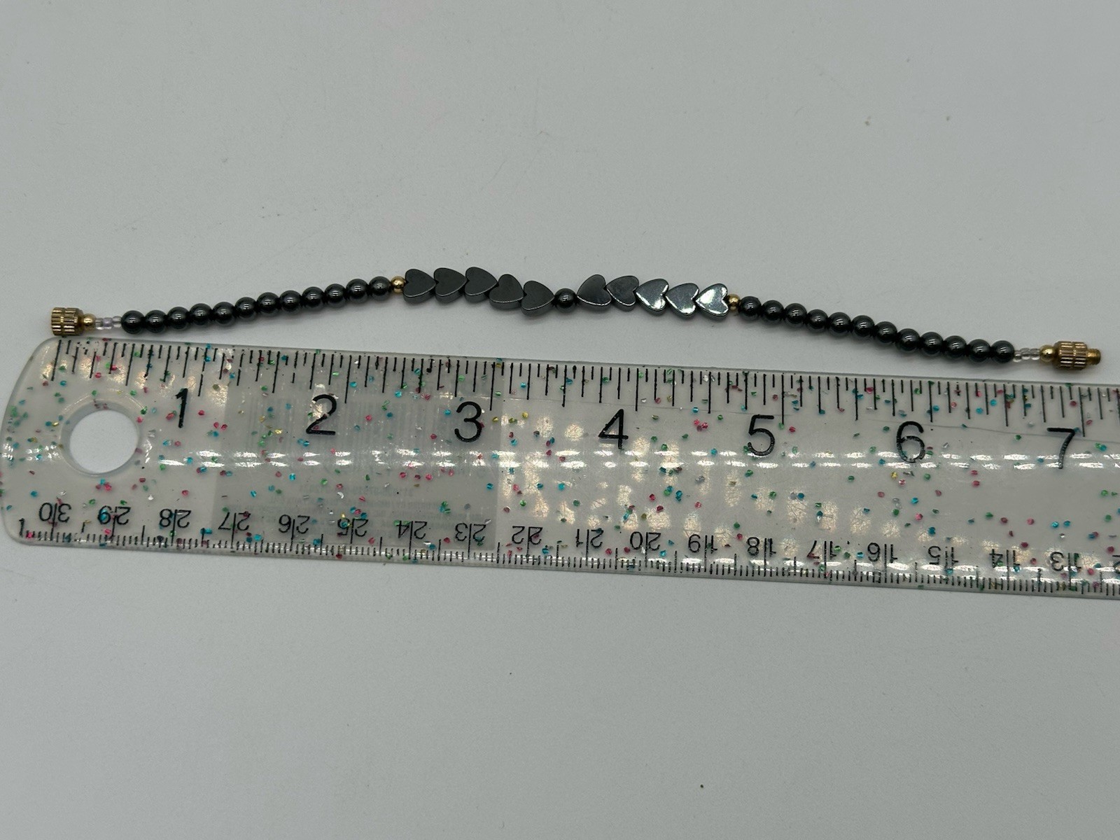 Hematite Heart Beaded Bracelet