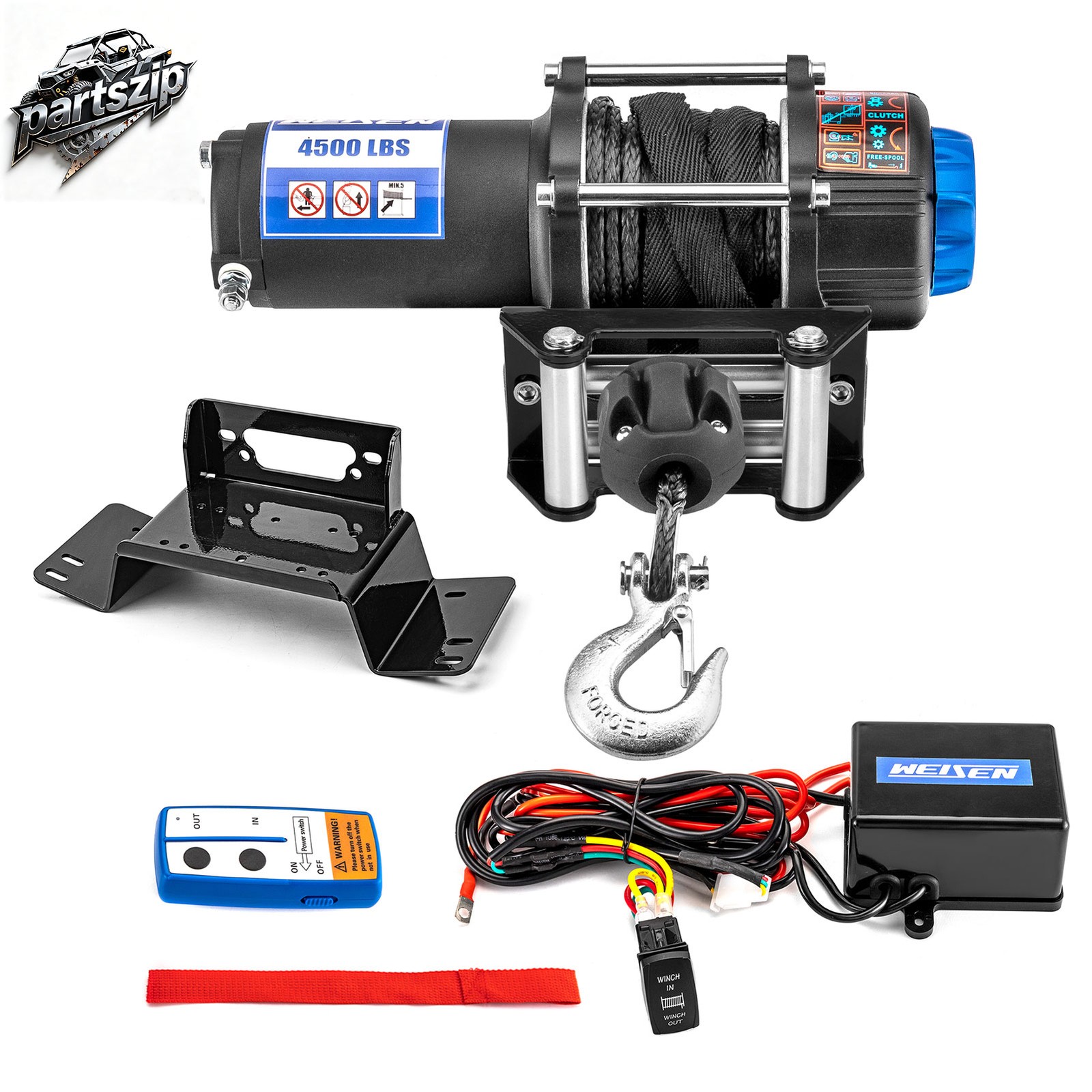 4500lb 12V Electric Winch Mount Plate Rope Kit Fit HONDA PIONEER 700/700-4 UTV