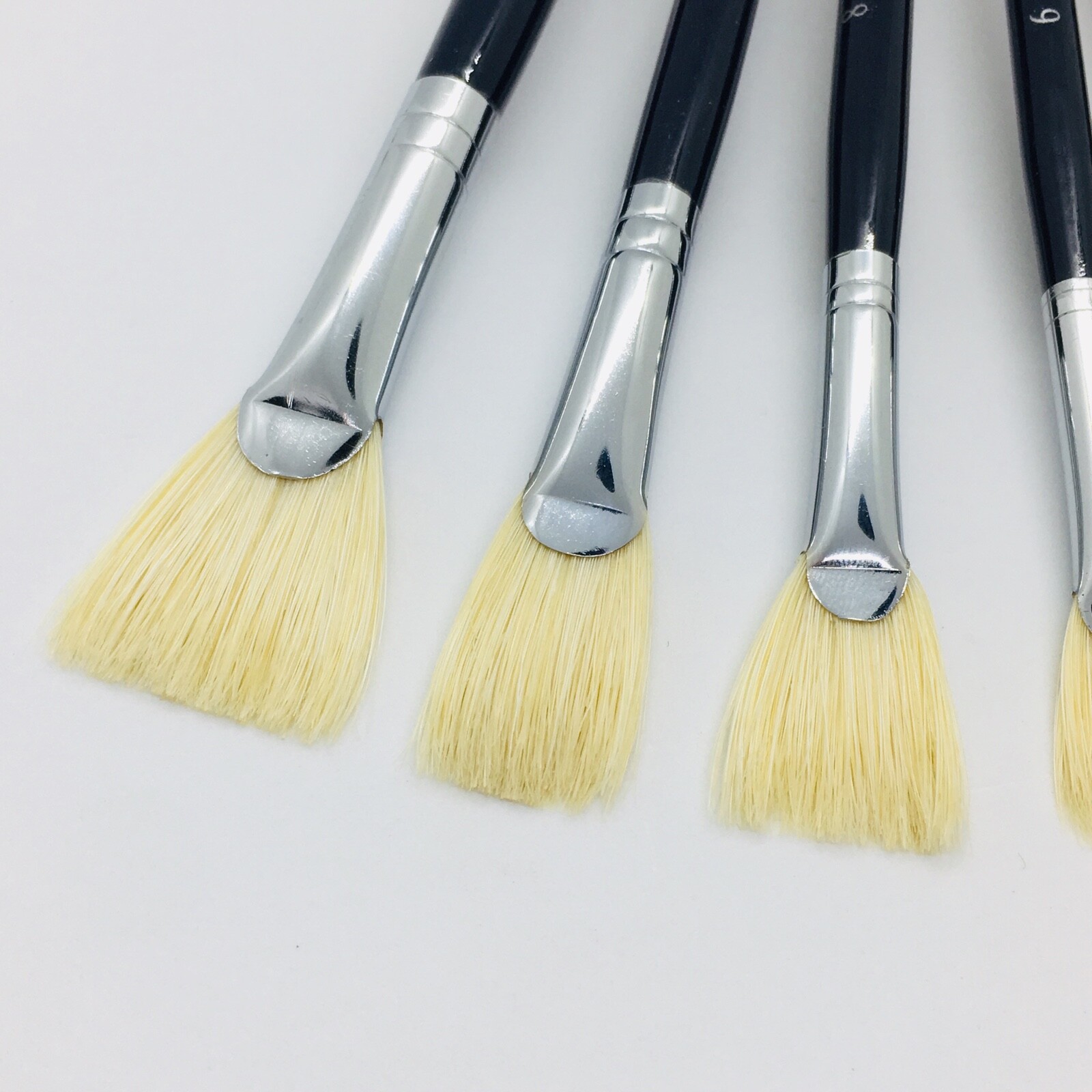 XDT#616-2 Fan Art Brush Set 6Pc #2#4#6#8#10#12 Hog Acrylic Oil Watercolor
