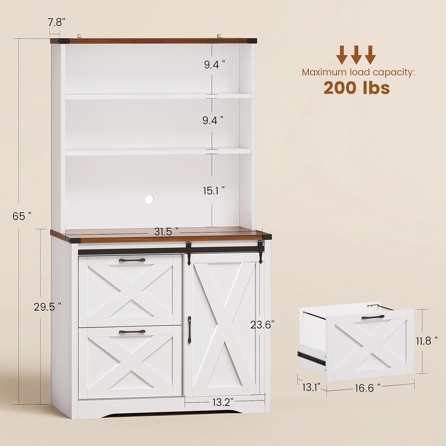 2 Drawer File Cabinet, Farmhouse Filing Cabinet fits Legal/Letter/A4 File