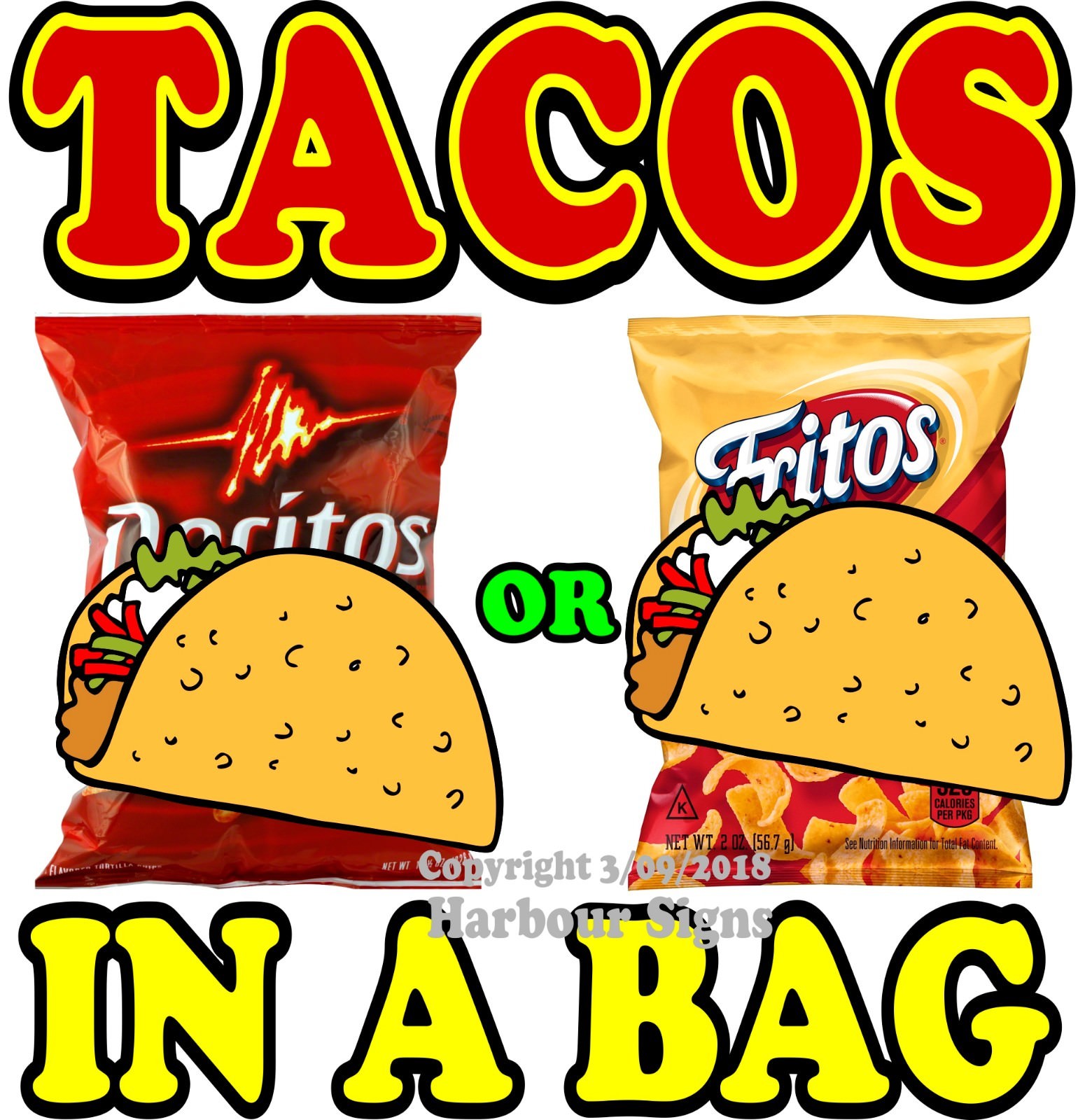 Tacos in a bag  DECAL (Choose Your Size) food Truck Concession Vinyl Sticker