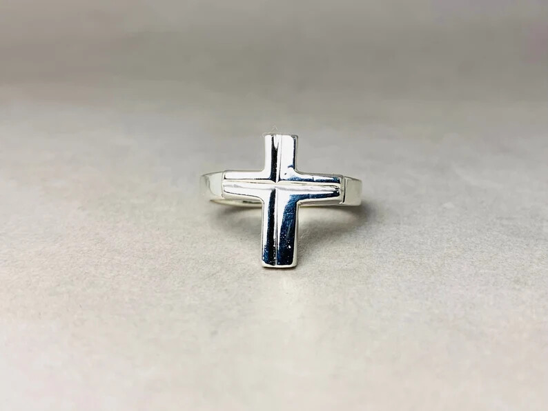 Cross Solid Ring 925 Sterling Silver Band & Statement Handmade Ring All size