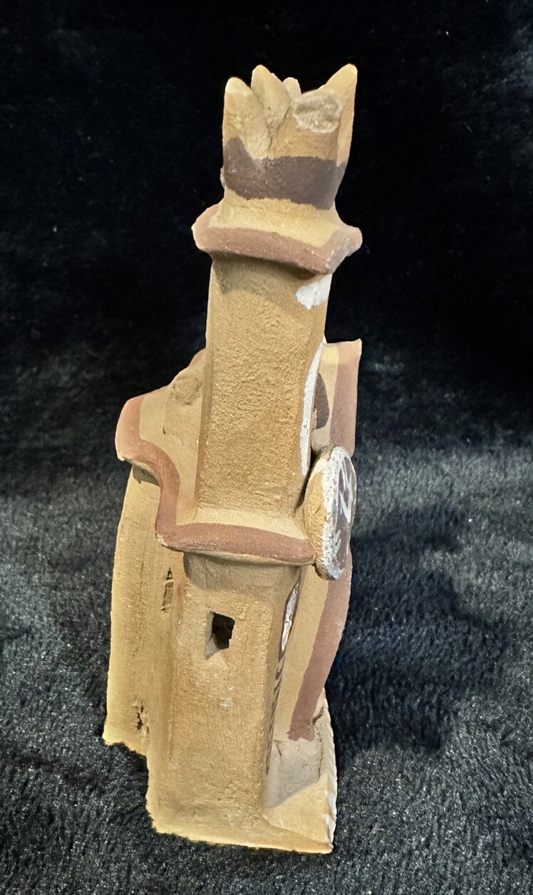 Vintage Peruvian Folk Art TerraCotta Pottery Clay Mission Church With Cross