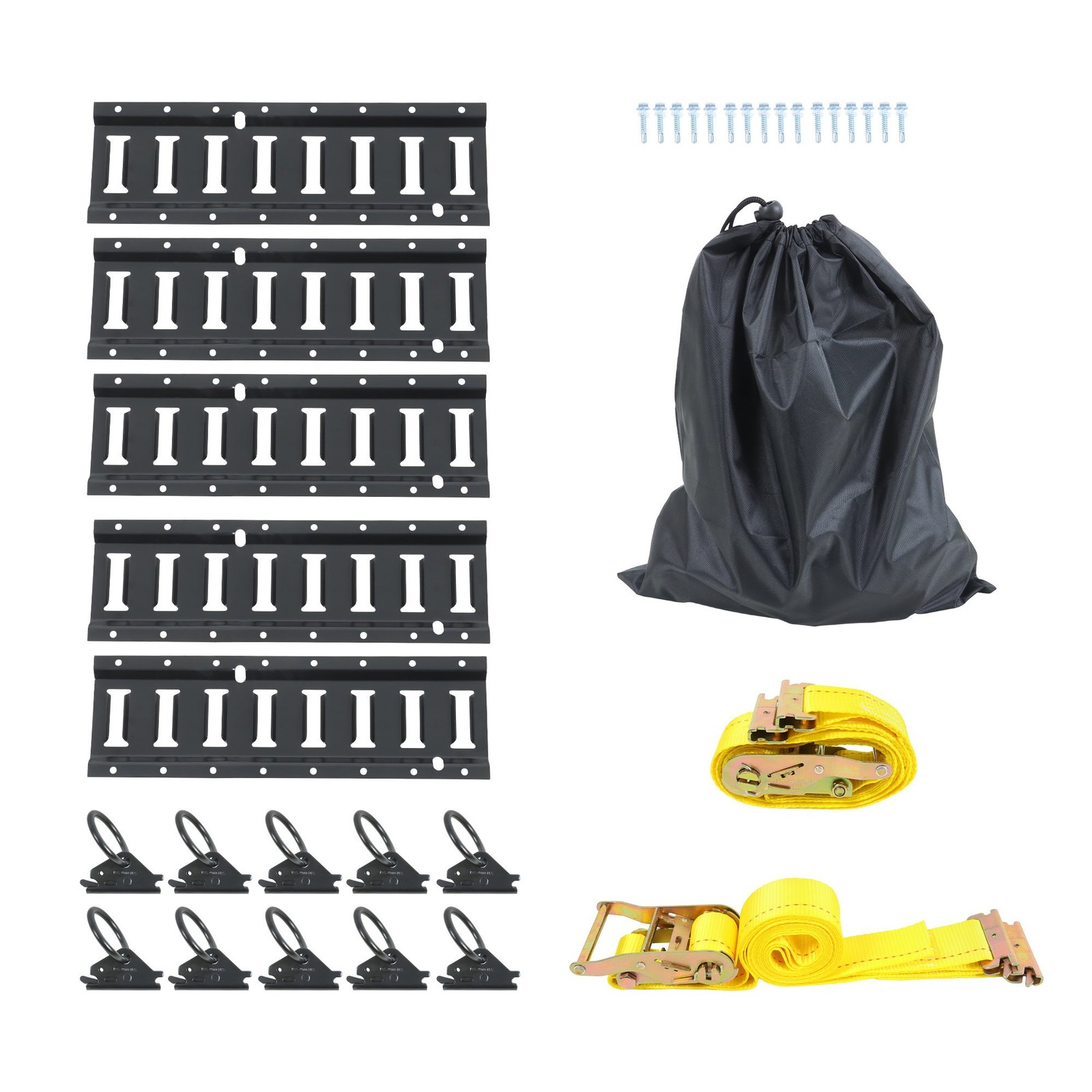 Heavy Duty 1.3 Foot E Track Rails 18 Piece Kit W/ Black Powder Coat For UTV, Van