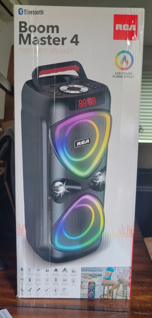 RCA Boom master 4 Party speaker with led lights, mic, bluetooth