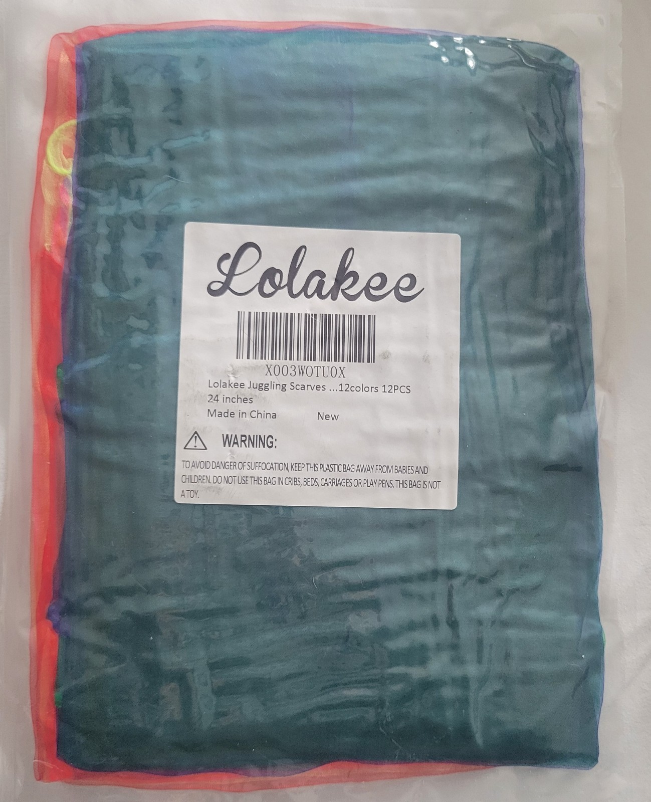 Lolakee Juggling Dance Scarves 12 Colors 12 Pieces 24" NEW