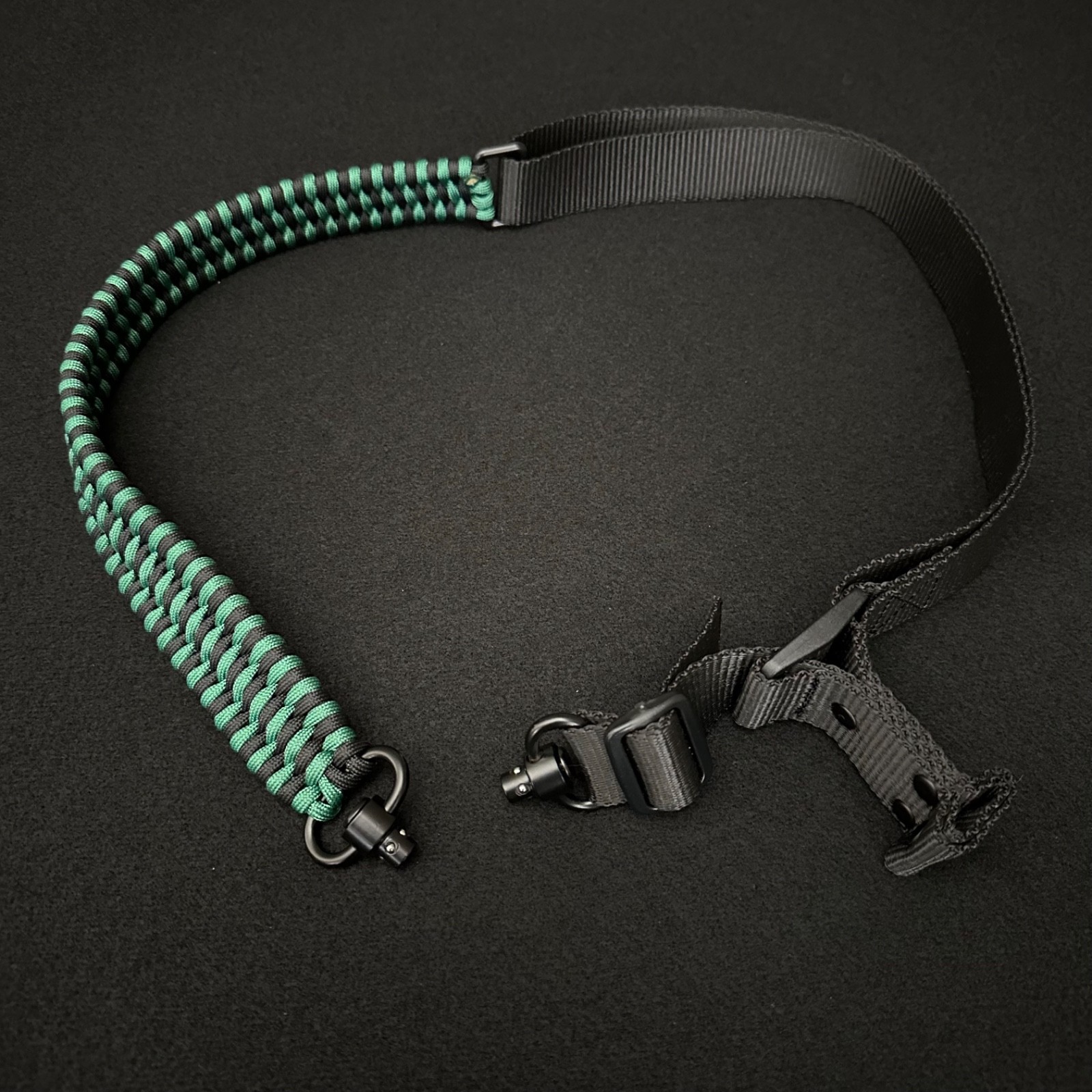 2 Point Tactical QD Gun Rifle Sling Quick Adjust Handmade 750 Paracord Green