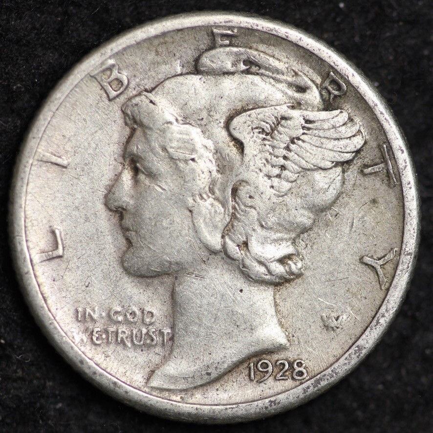 1928-S Mercury Dime CHOICE AU FREE SHIPPING E329 T