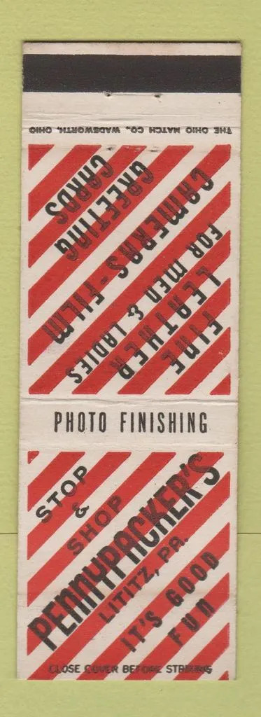 Matchbook Cover - Pennypacker's Store Lititz PA