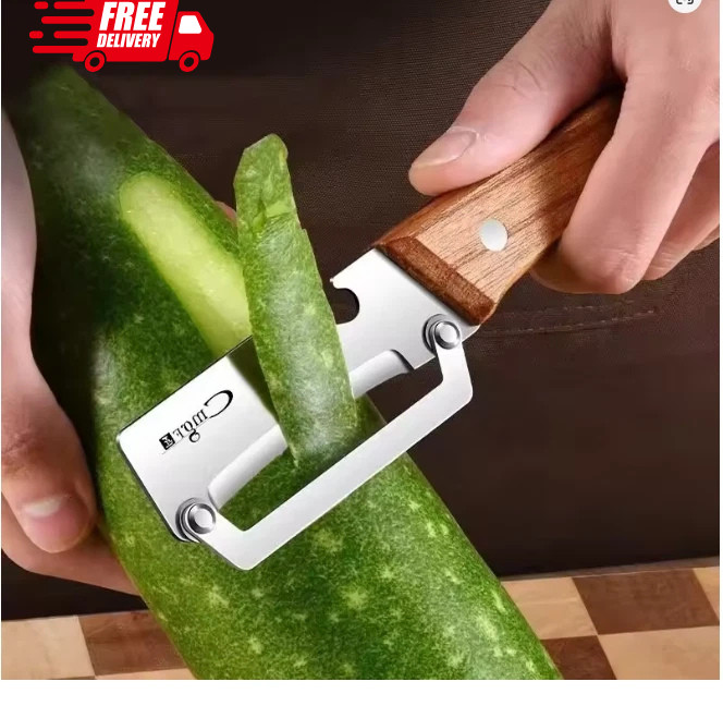 Stainless Steel Peeler With Wooden Handle For Peeling And Slicing Fruits And Veg