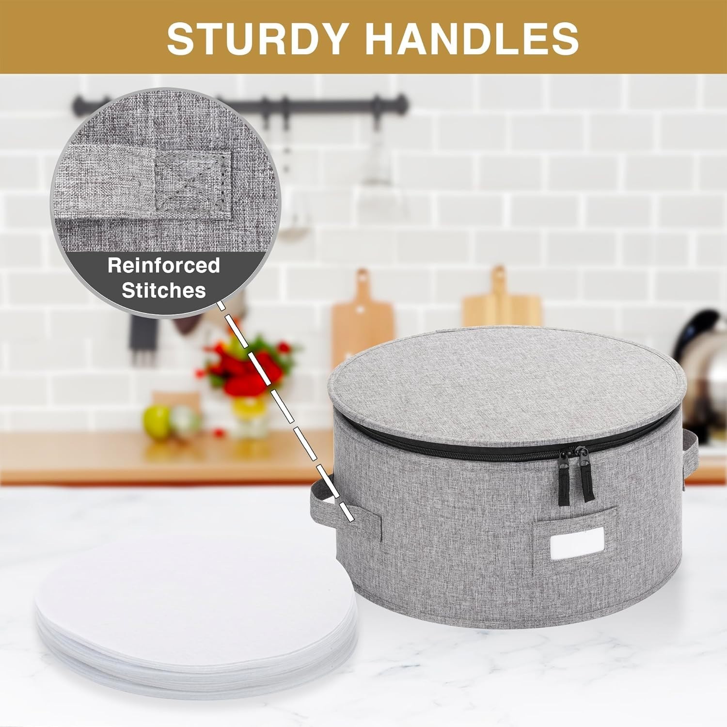 Durable Salad Plate Case - Padded, Stackable, and Water Resistant for 12 Plates