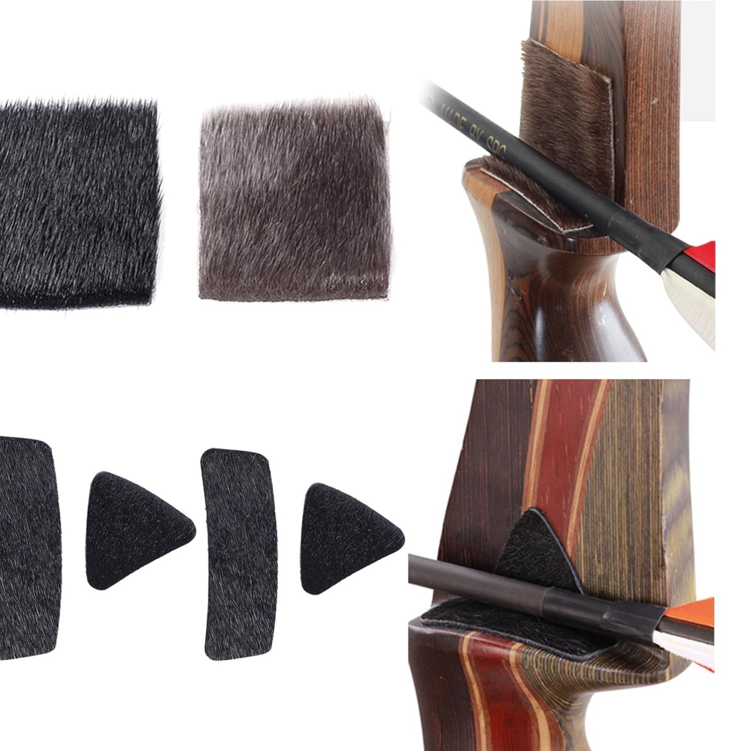 Archery Hair Arrow Rest - 4 Packs All-Natural Fur Adhesive Shelf Rests Leather