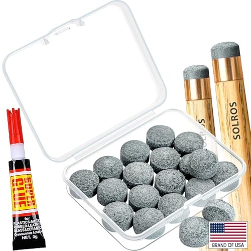 Billiard Pool Cue Tips - Pool Cue Stick Tips Replacement 11MM with Glue Gray