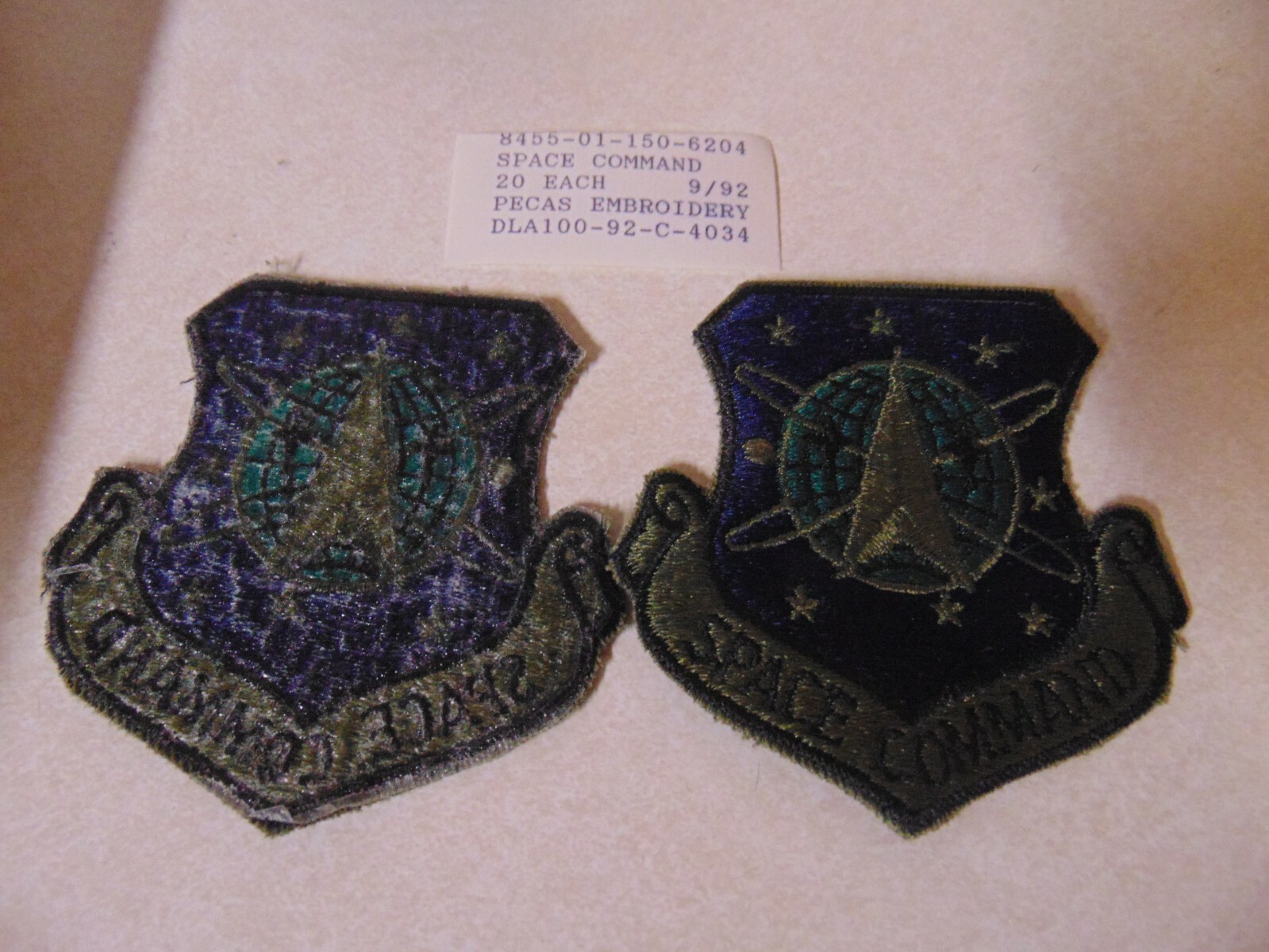 MILITARY PATCH US AIR FORCE SEW ON COLORED BLUE GREEN SPACE COMMAND