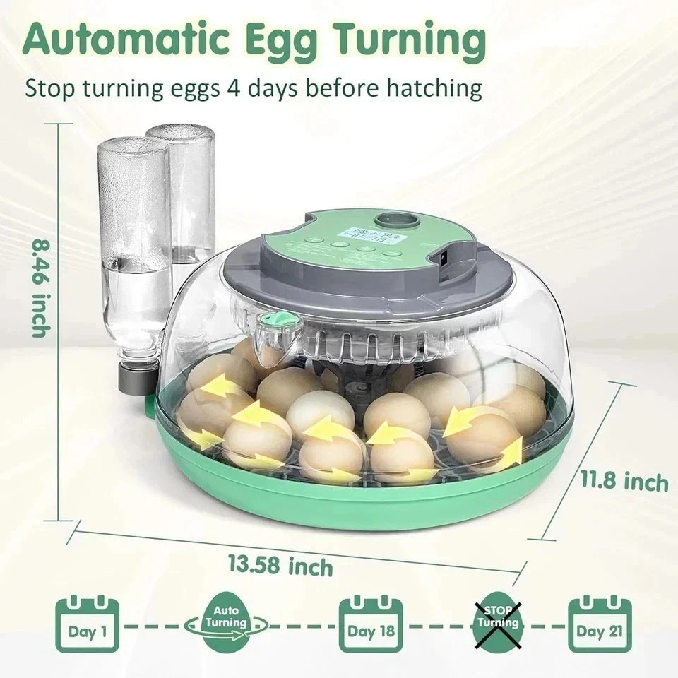 Incubators for Hatching Eggs,18 Egg Incubator with Automatic Egg Turning and ...