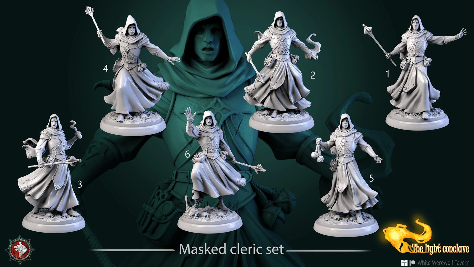 Masked Cleric Set - Resin Tabletop Miniature
